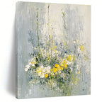 Yellow and White Flowers - Cheerful Floral Abstract Painting GAB0615