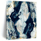 Dynamic Blue - Black Abstract Forms Painting for Dramatic Interiors HENG244