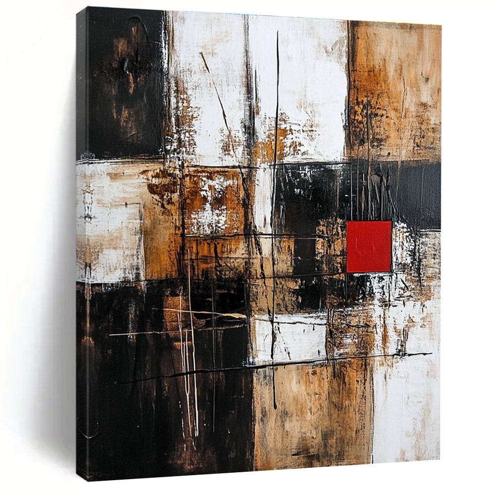 Earth Tone Geometric Abstract Painting for Rustic - Chic Cafes GAB0856