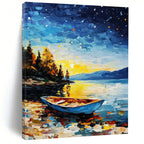 Colorful Lake at Night Abstract Painting for Nautical - Themed Living Rooms GAB1293