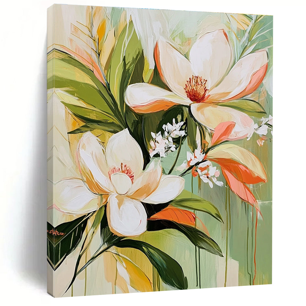 Magnolia Flower Bouquet Elegant Floral Abstract Painting GAB0293