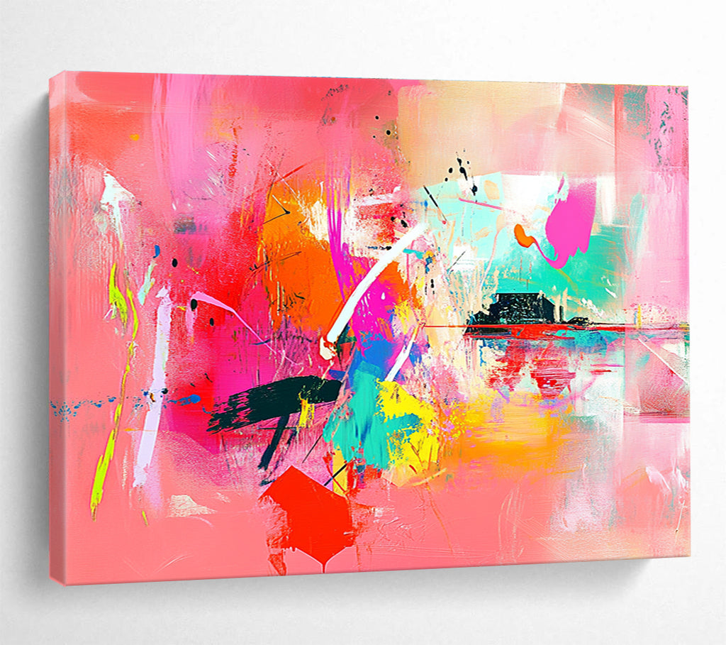 Vivid Pink Abstract Playful Energy Explosion Painting ABS126