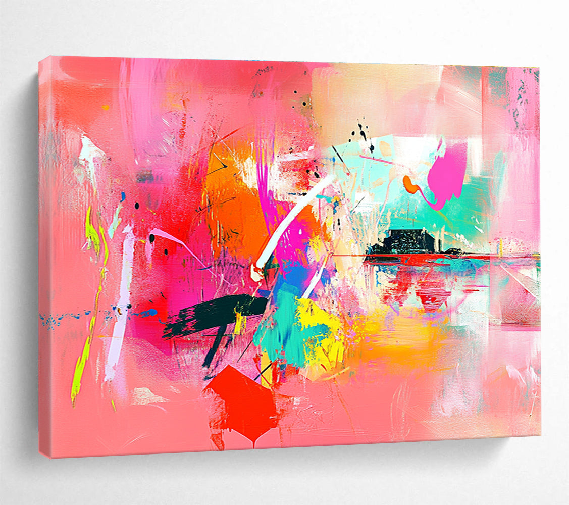 Vivid Pink Abstract Playful Energy Explosion Painting ABS126
