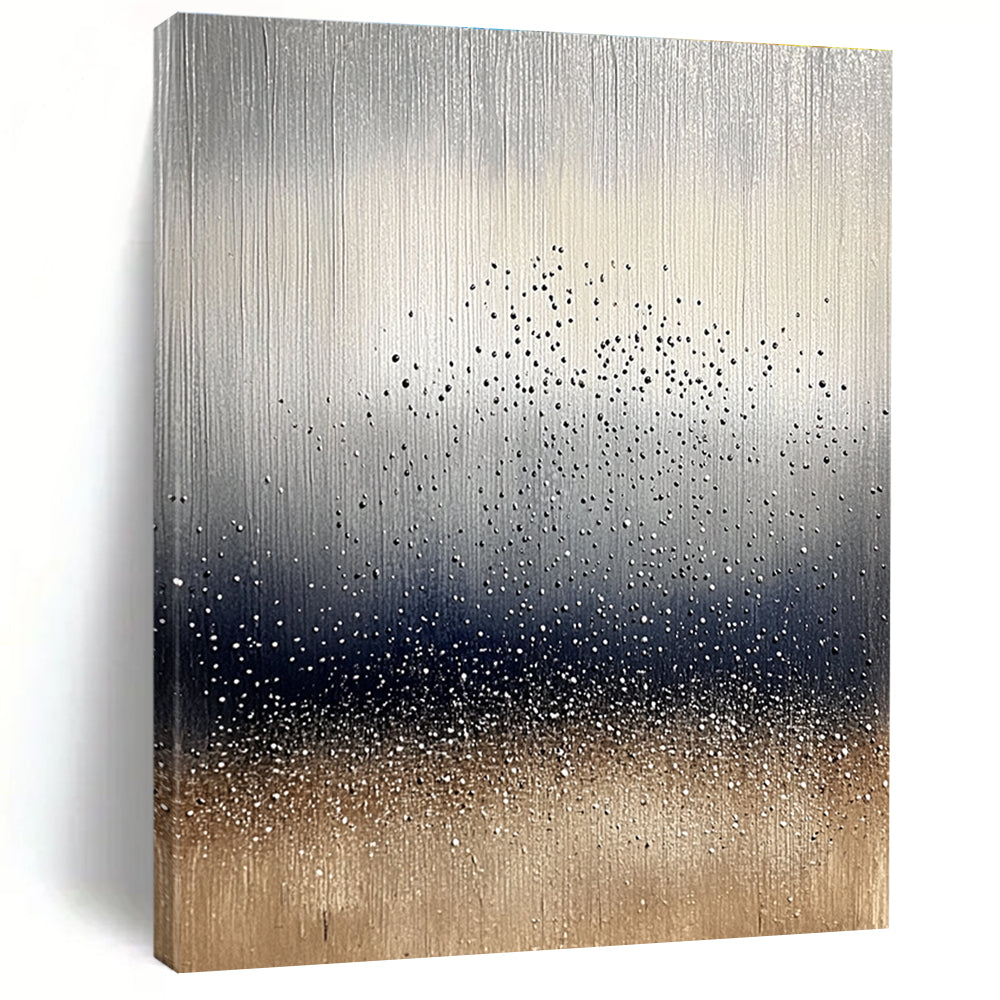 Silver and Gold Dotted Abstract Minimalist Painting for Modern Interiors GAB1444