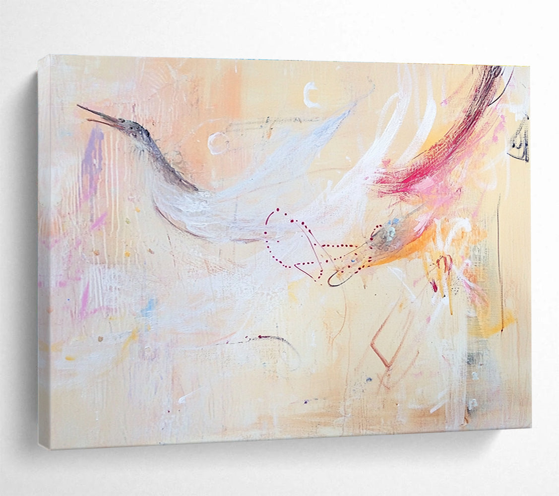 Ethereal Bird Abstract Painting with Delicate Graceful Forms ABS543