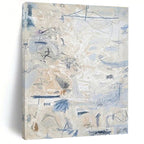 Light - Toned Abstract with Blue Marks Painting for Coastal - Inspired Bedrooms HENG144