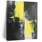 Yellow Black Gray Abstract Painting with High - Contrast Energy WINK505