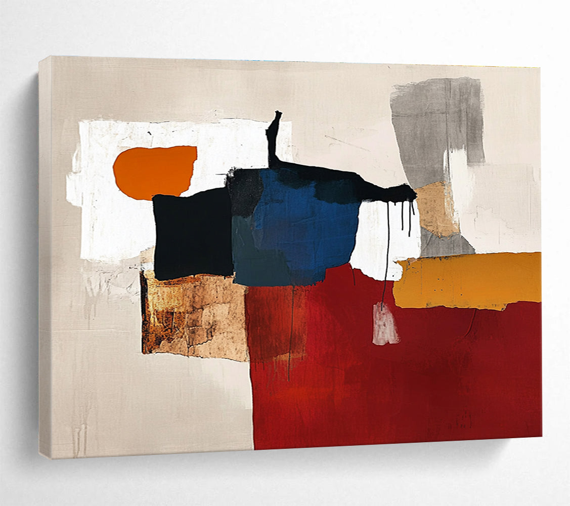 Color Block Collage Abstract Painting with Eclectic, Artistic Fusion ABS487
