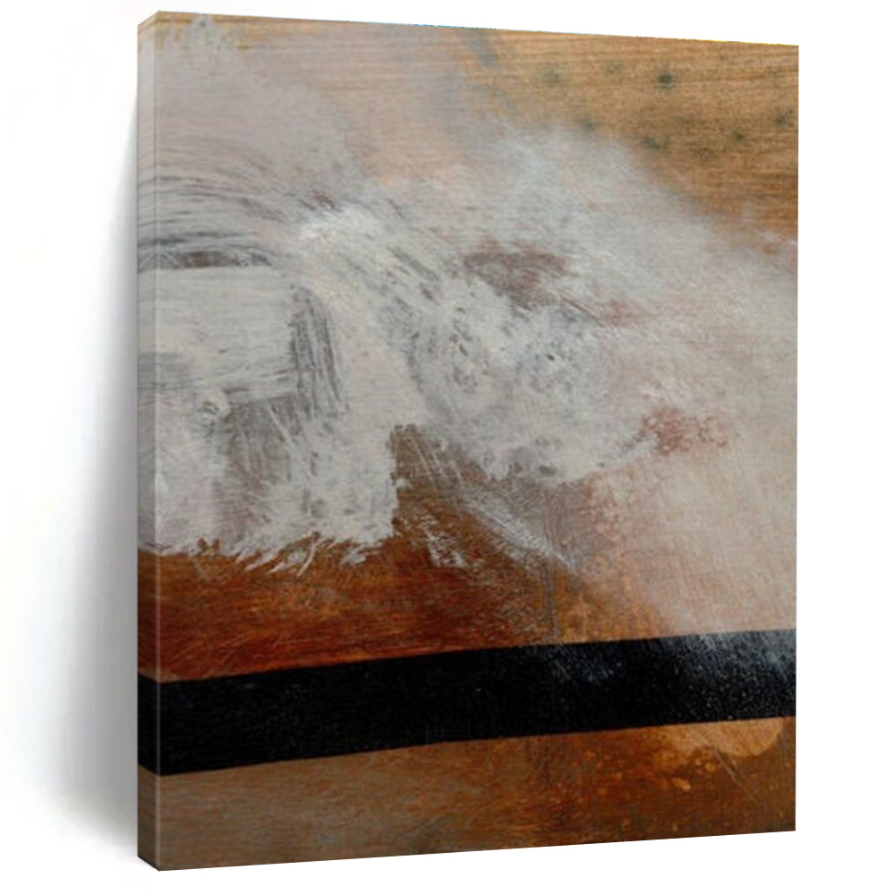Textured White - Brown Abstract Painting for Industrial - Chic Home Studios HENG185