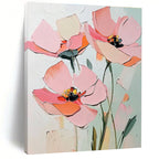 Textured Pink Flower Abstract Painting: Layered Petals & Soft Hues GAB0950