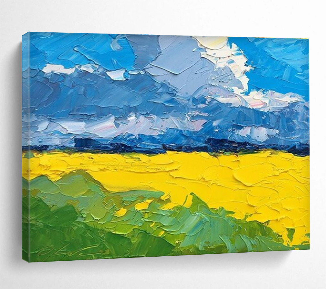 Yellow Field Abstract Painting for Countryside Home Living Rooms YHT480