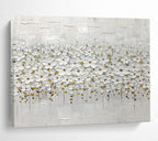 White Flower Field Abstract Painting for Minimalist Bedroom Retreats YHT214