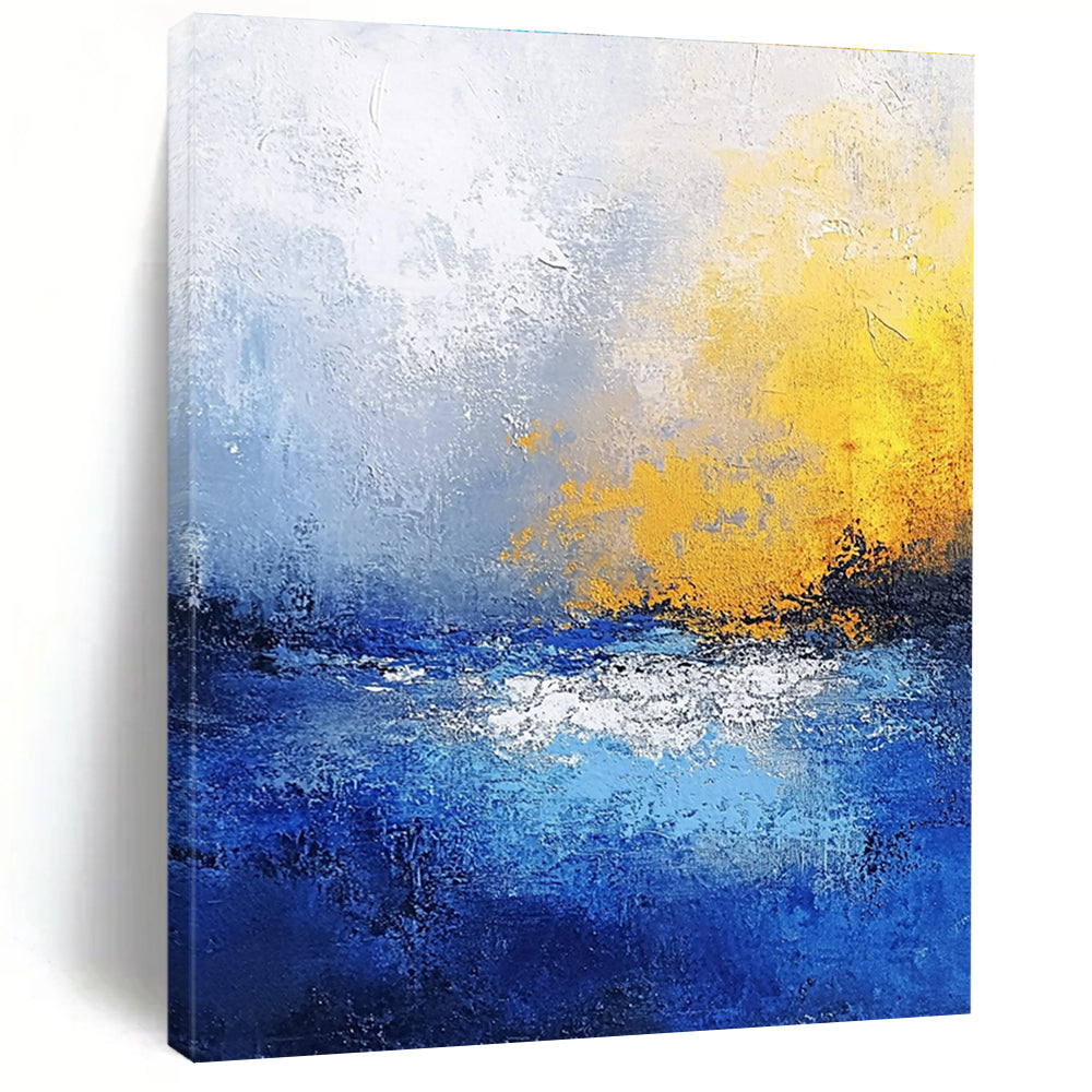 Blue - Yellow Abstract Landscape - Emotive Color - Block Abstract Painting GAB0430