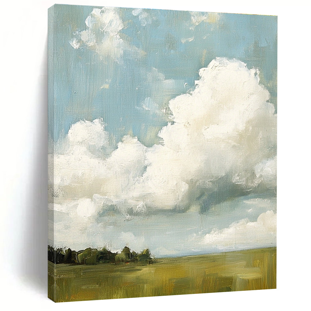 Cloudy Field Abstract Painting for Minimalist Farmhouse Decor GAB1289