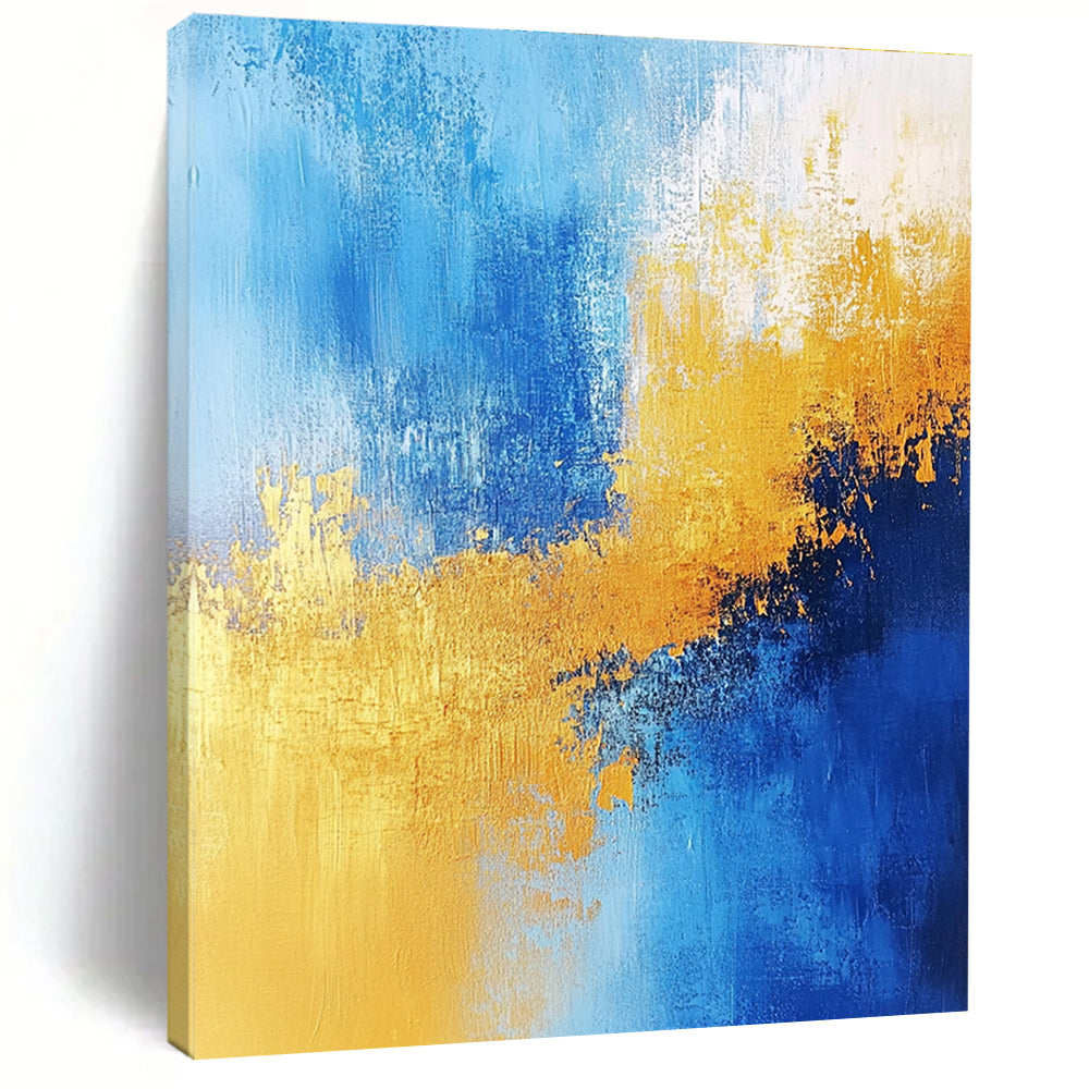 Blue - Gold Abstract Fusion Painting with Vibrant Unity WINK379