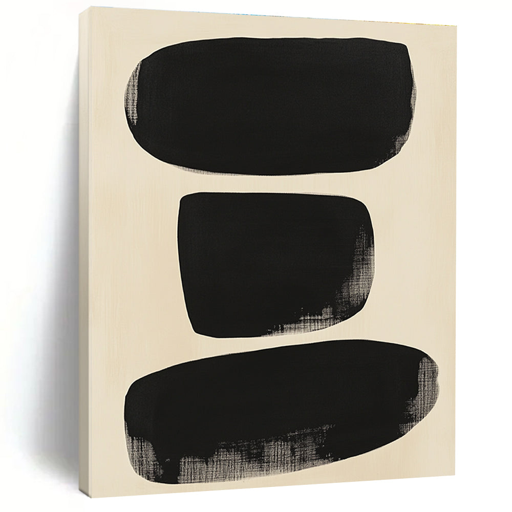 Large Black Forms Abstract Painting with Minimalist Impact WINK189