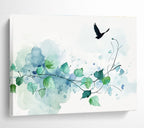 Watercolor Vine and Bird: Serene Nature’s Simplicity Abstract Painting ABS159