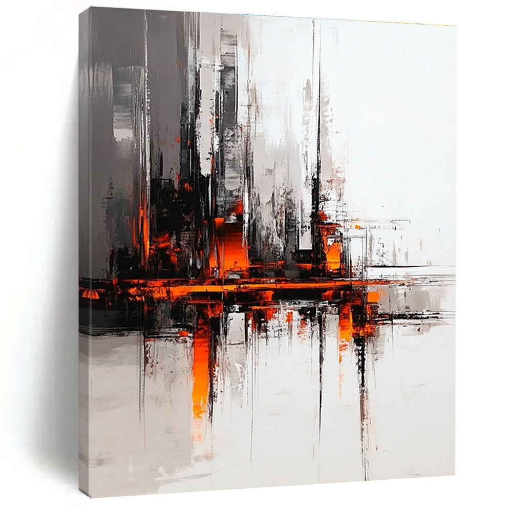 Urban Abstract with Orange Accents Painting for Modern Spaces GAB0700