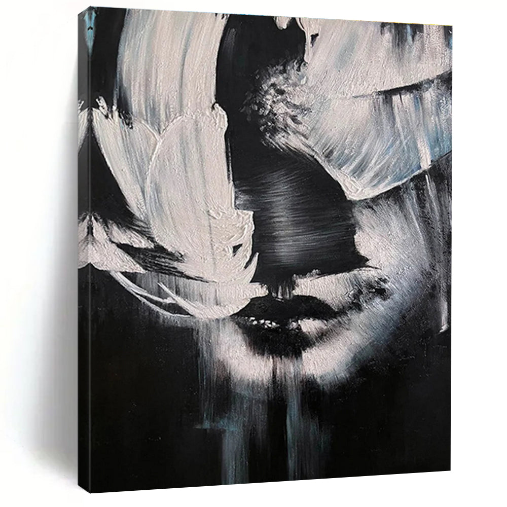 Black and White Abstract Face Painting for Contemporary Art Galleries HENG331