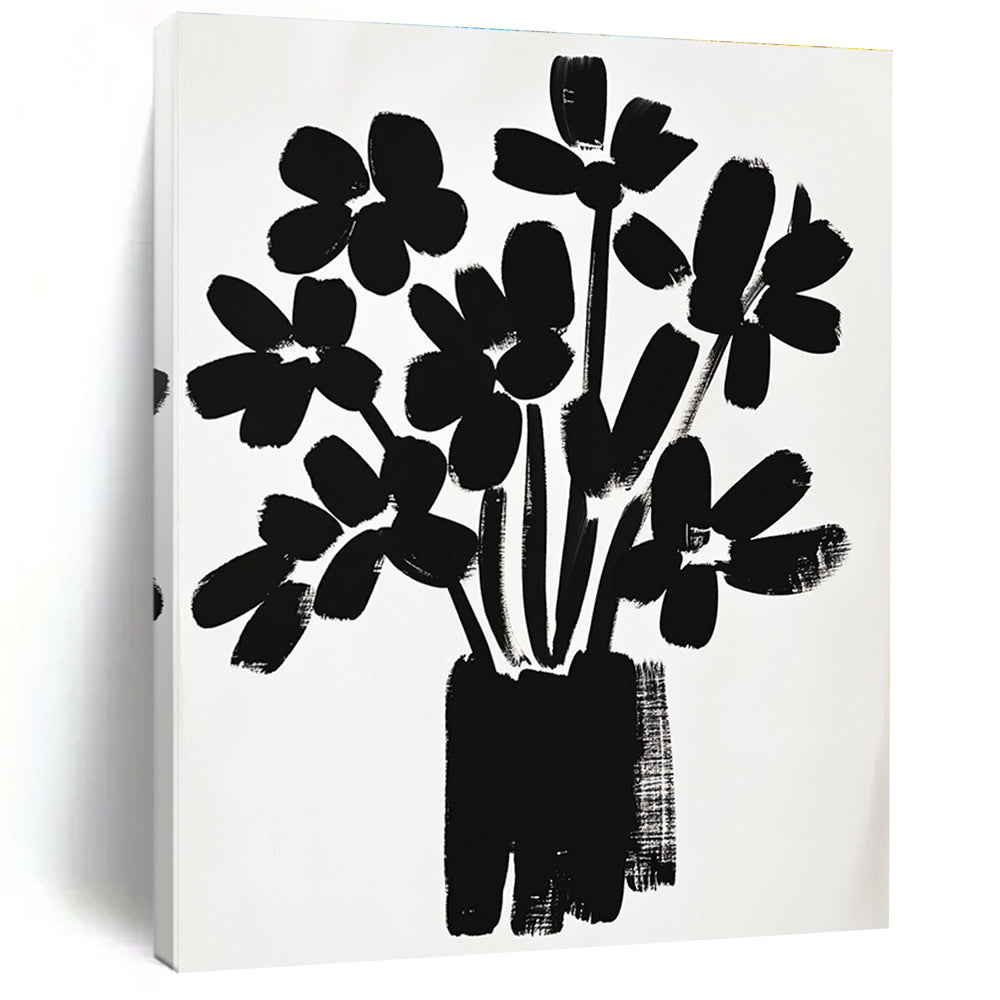 Black Flower Bouquet Silhouette Abstract Painting GAB0043