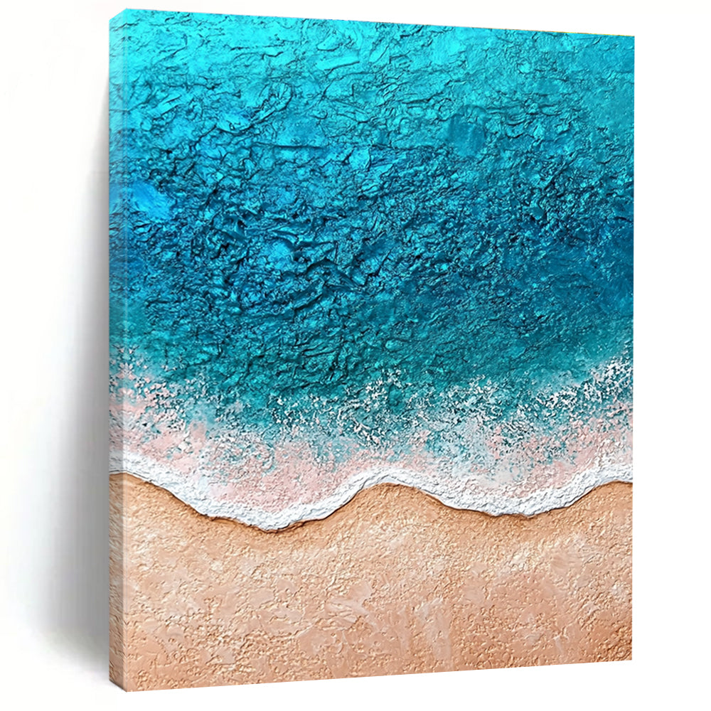 Textured Beach Scene Impressionistic Abstract Painting for Coastal Homes GAB1473