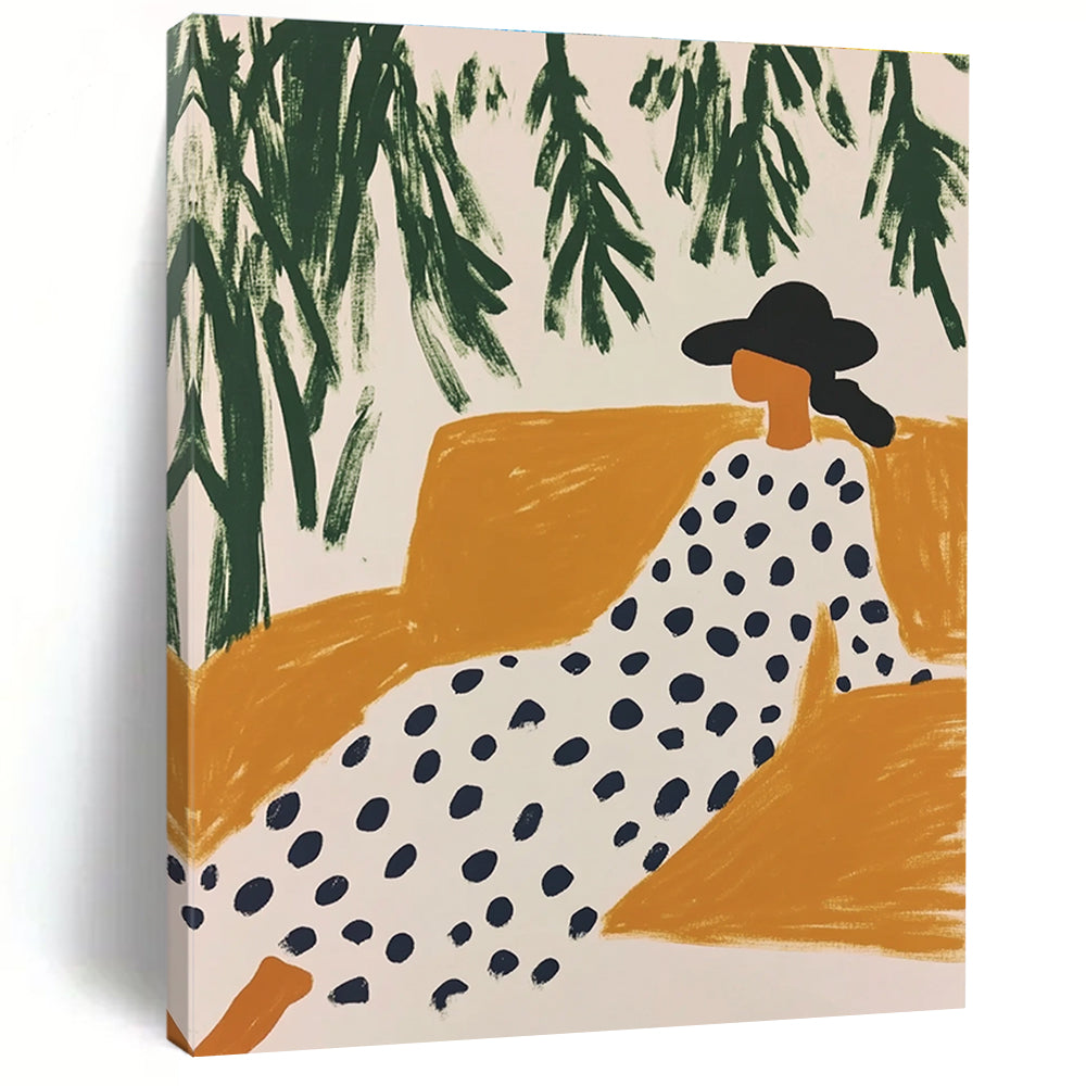 Woman Lounging Outdoors - Stylish Figurative Abstract Art GAB0422