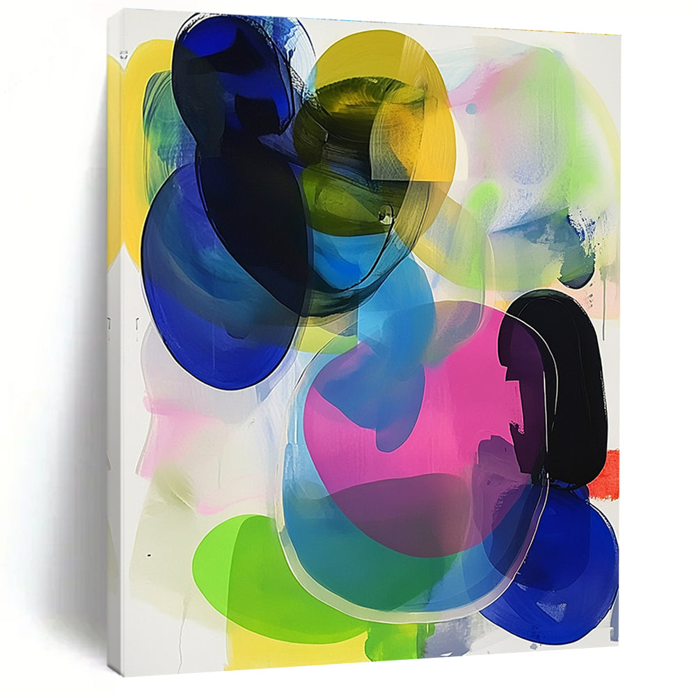 Colorful Translucent Abstract Painting with Layered Vibrancy WINK608