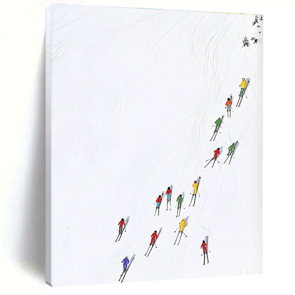 Skiers on Snow Abstract Painting of Winter Sports GAB0120