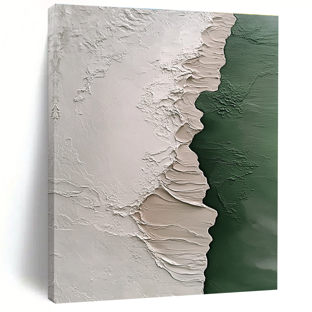 Textured Green and Beige Art - Tactile Abstract Painting GAB0404