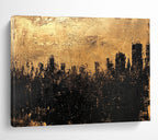 Golden City Silhouette Abstract Painting ABS302