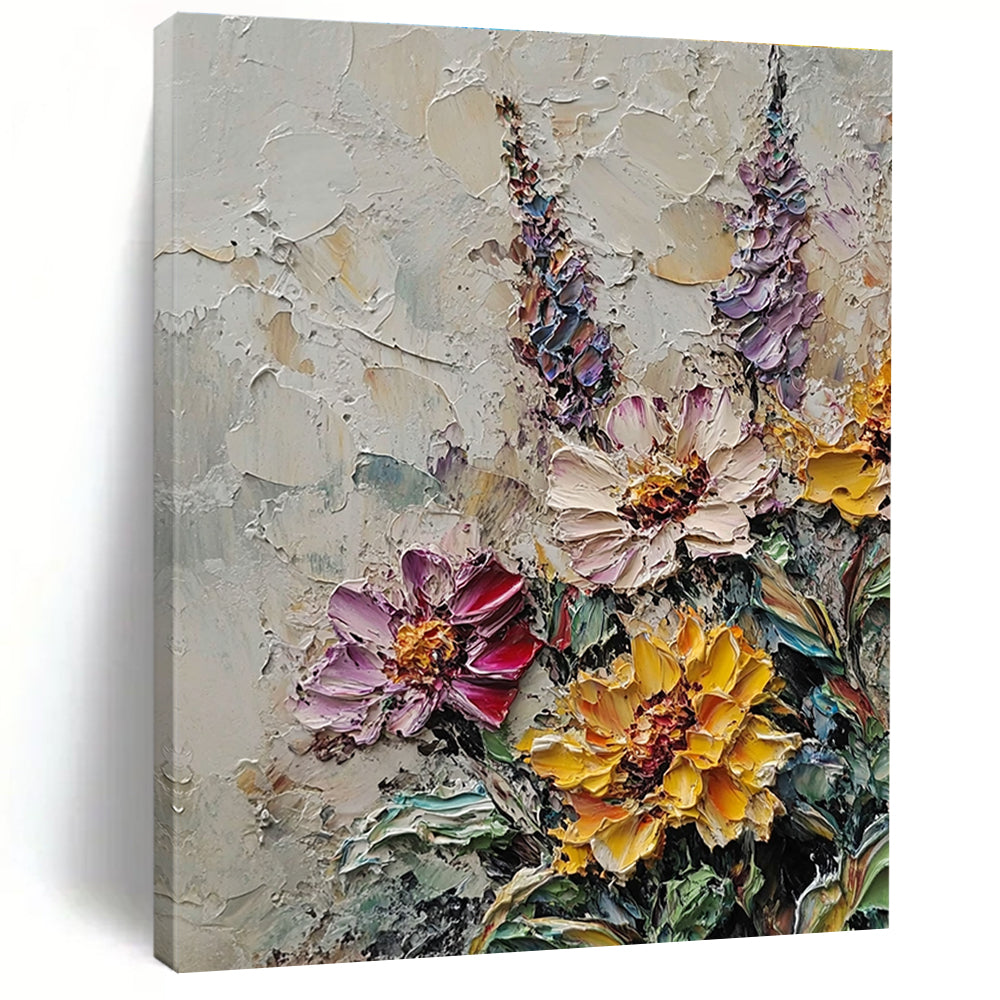 Textured Flower Bouquet Abstract Painting for Garden - Themed Cafes GAB1340