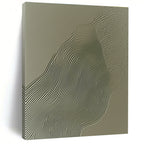 Green Wavy Lines on Grey Abstract Painting with Textured Patterns GAB0063