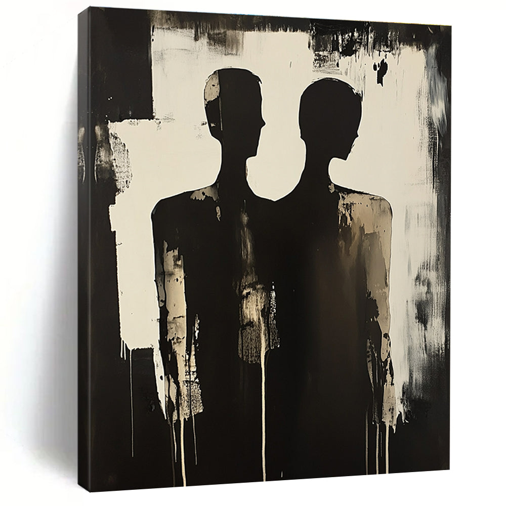 Paired Silhouettes Abstract Painting with Dramatic Contrast GAB0025