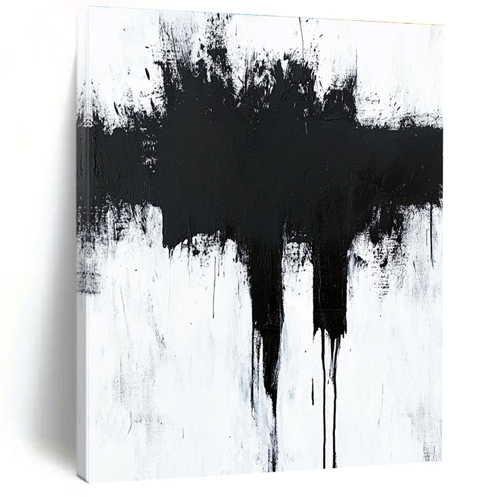 Dripping Black Abstract Painting with Edgy Emotion WINK346