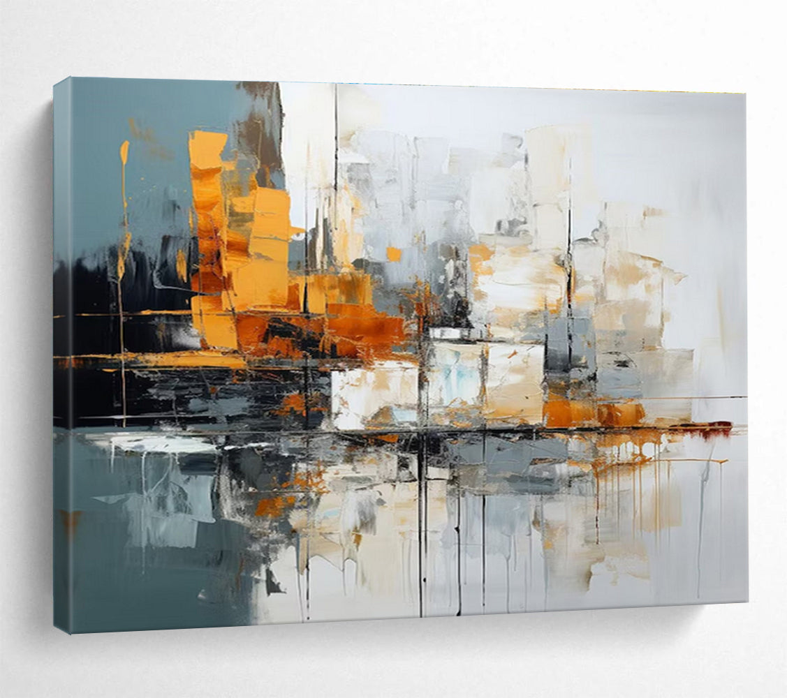 Urban Abstract Landscape Painting with Industrial Tones YHT002