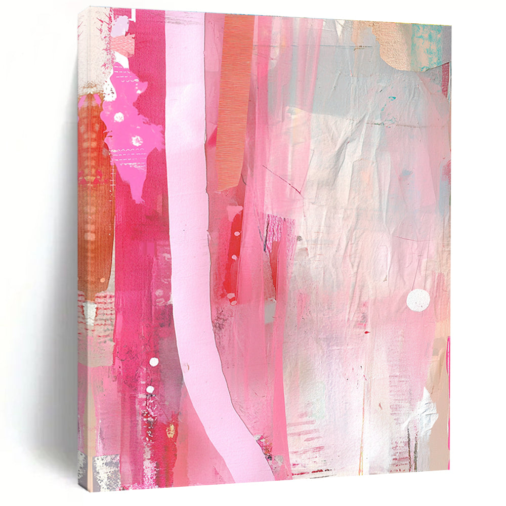 Pink and Red Strips Minimalist Abstract Painting GAB0321