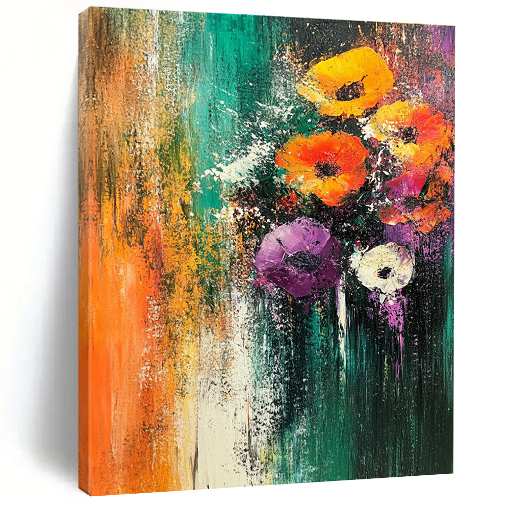 Vivid Floral Burst Abstract Painting for Lively Cafes GAB0762