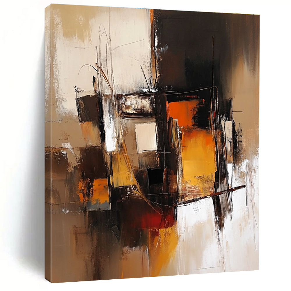 Warm - Toned Abstract Composition Painting for Modern Living Rooms GAB1120