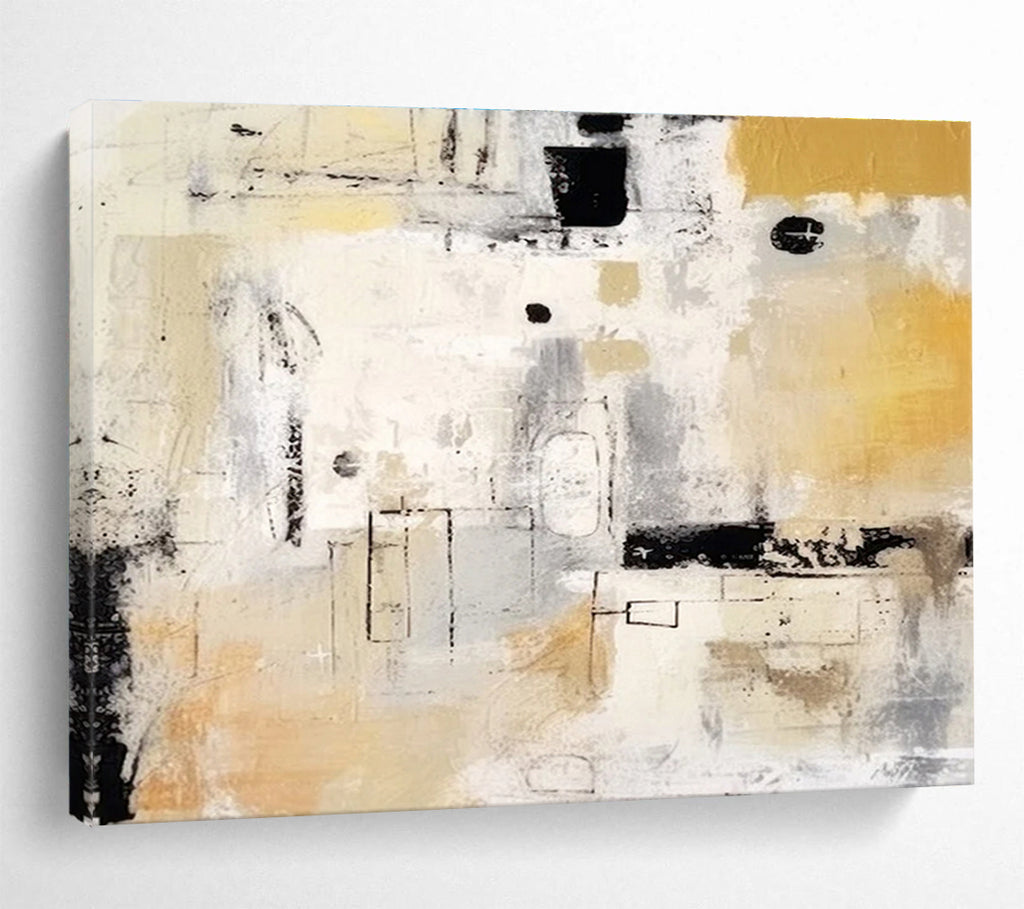 Neutral - Toned Abstract Painting for Subtle Elegance YHT060