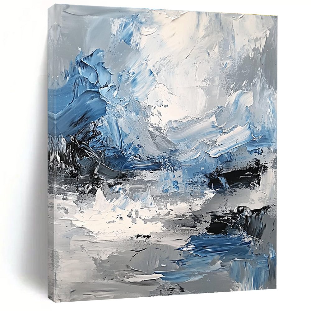 Blue and Gray Abstract Landscape Painting for Minimalist Spaces GAB0713