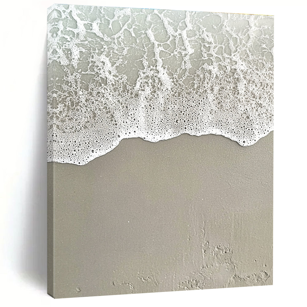 Beach Foam on Sand Abstract Painting with Coastal Textures GAB0080