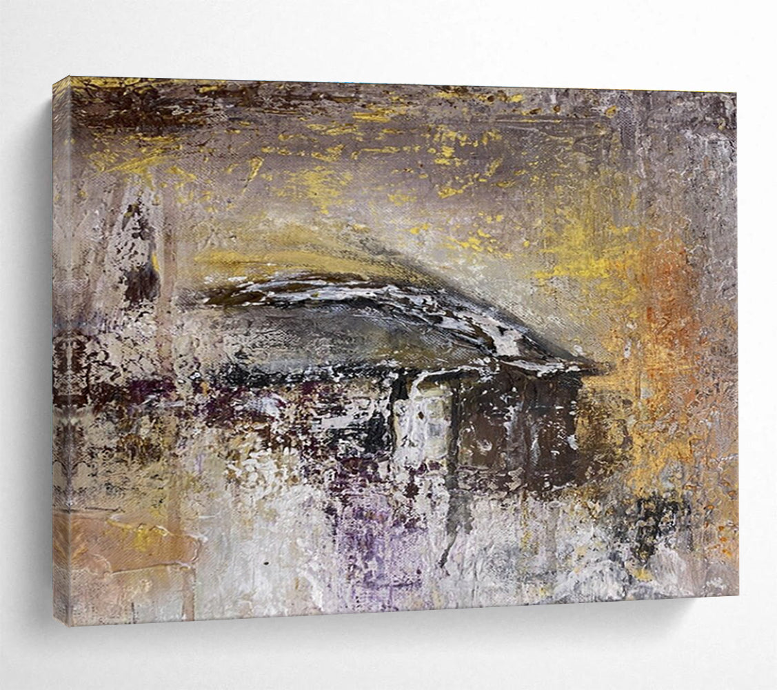 Gray and Gold Abstract Painting for Contemporary Art Galleries YHT372