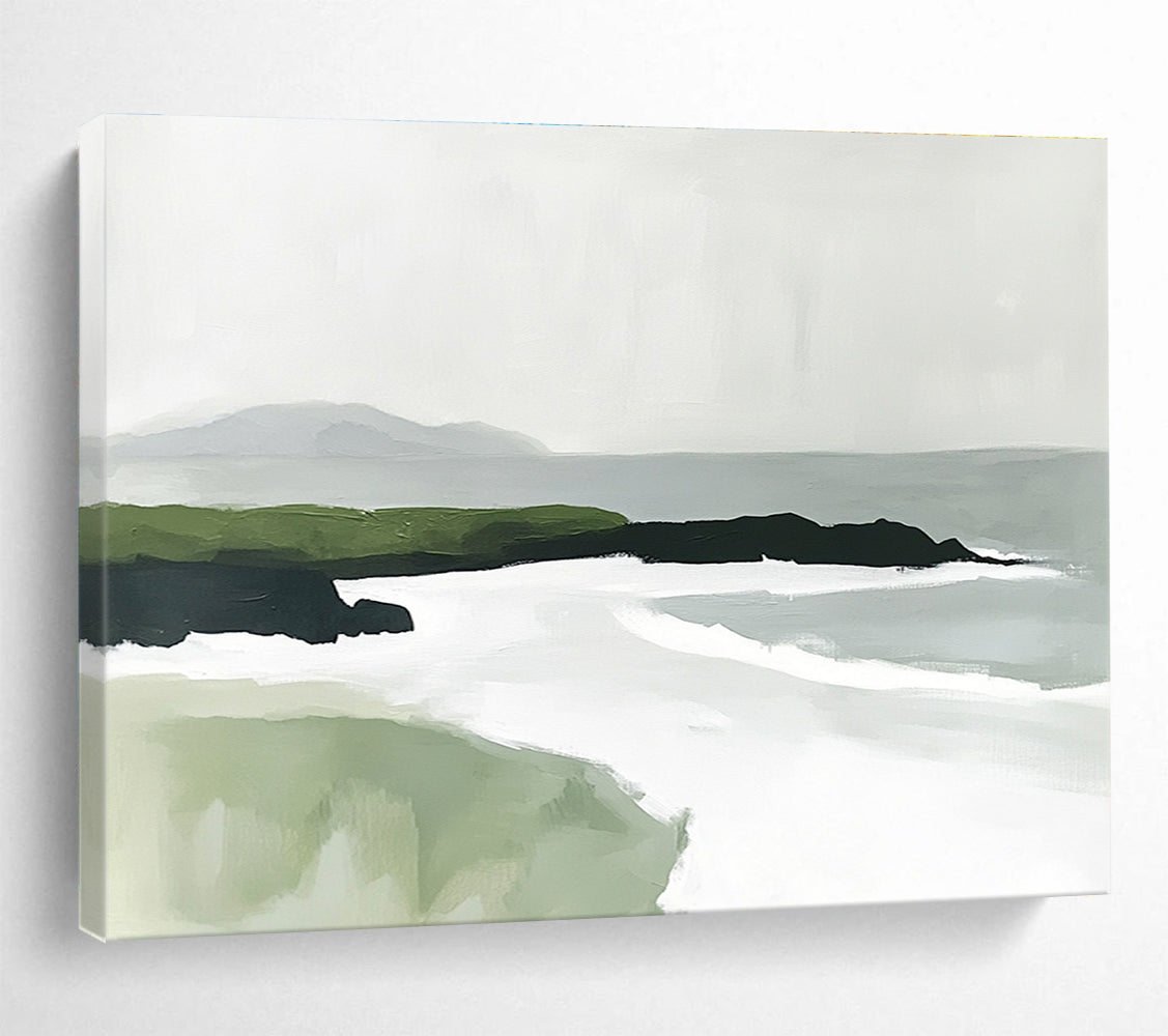 Minimalist Coastal Landscape with Subtle Color Blocks Abstract Painting ABS336