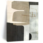 Neutral Geometric Collage Abstract Painting for Sophisticated Office Receptions HENG158