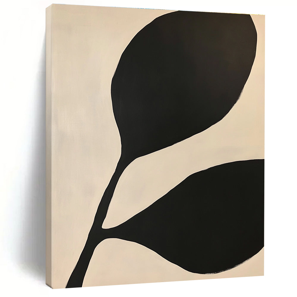 Large Black Leaves Abstract Painting of Bold Nature GAB0215