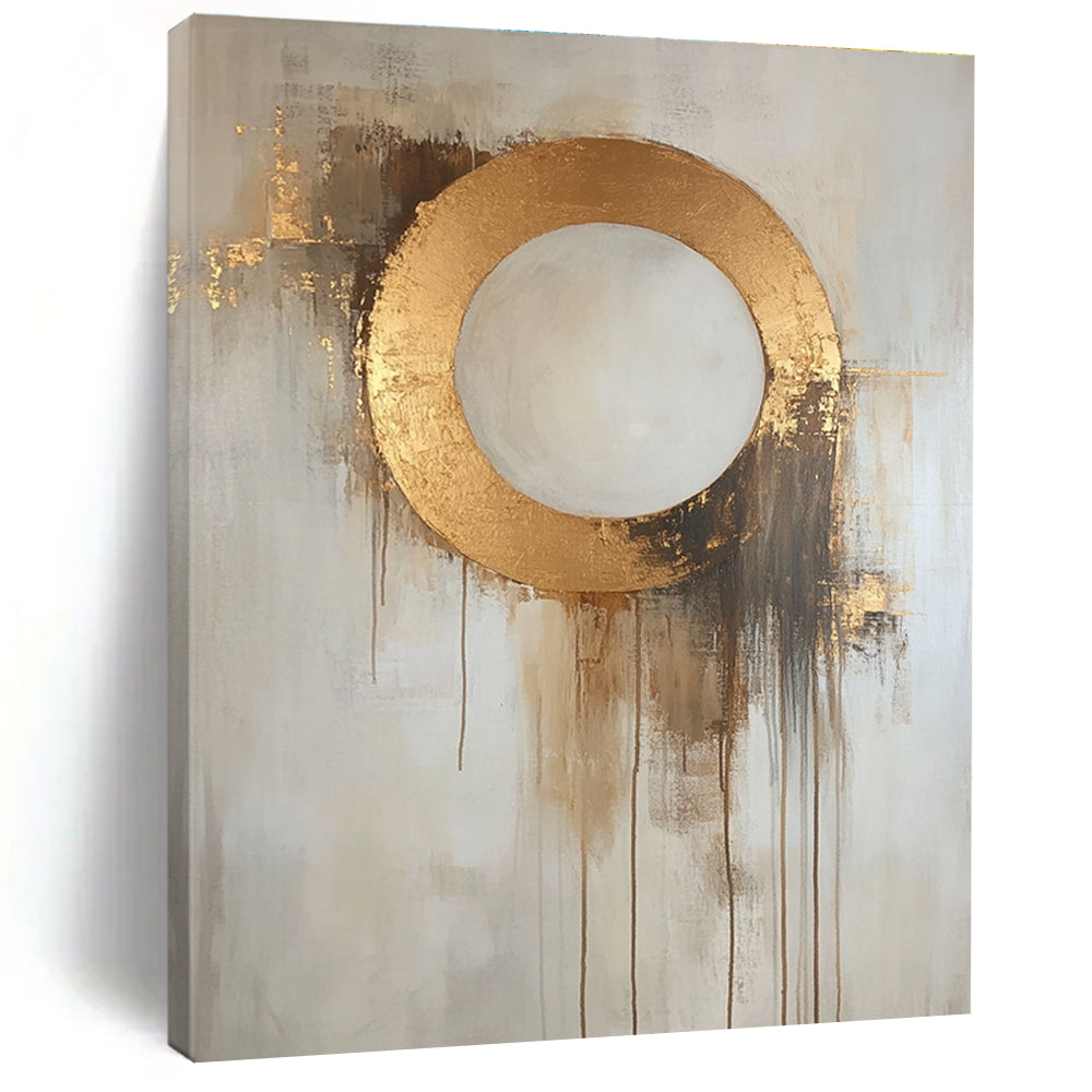 Gold Circle Abstraction - Elegant Minimalist Abstract Painting GAB0584