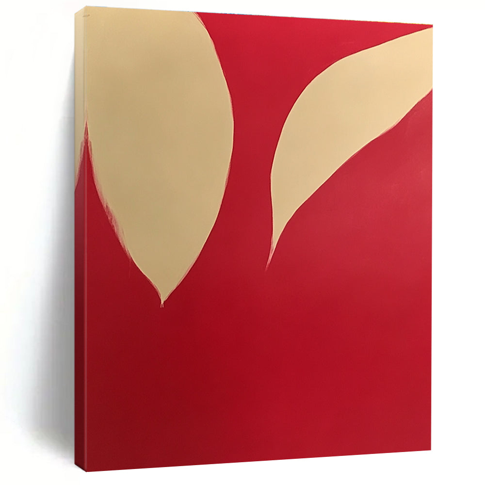 Red and Beige Shapes Minimalist Abstract Painting GAB0254