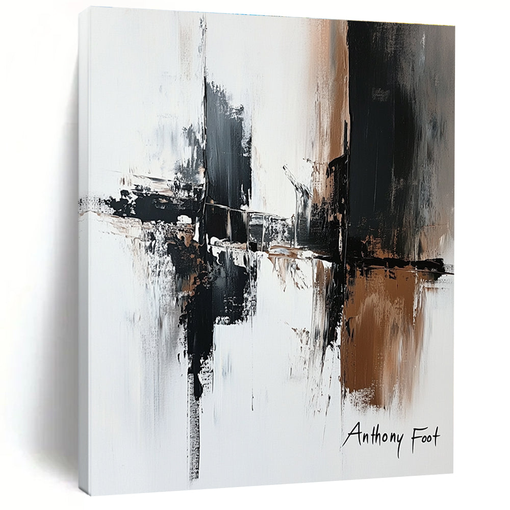 Monochrome Abstract Strokes Artistic Abstract Painting for Modern Spaces GAB1400