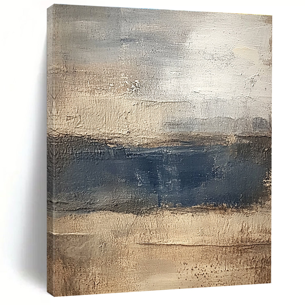 Beige Gray Blue Abstract Painting with Coastal Calm WINK454