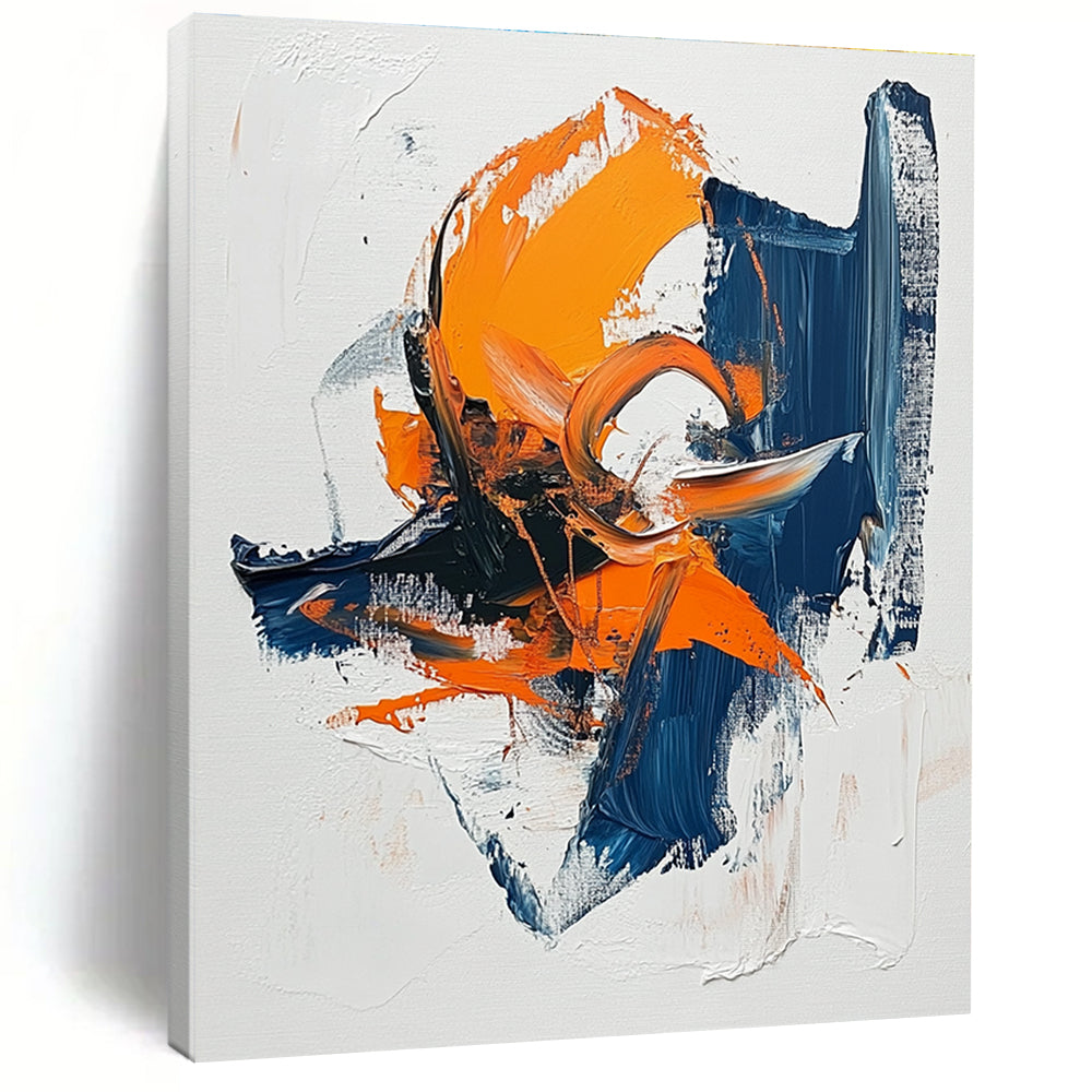 Orange - Blue Abstract Swirls Painting with Vibrant Dynamics WINK445